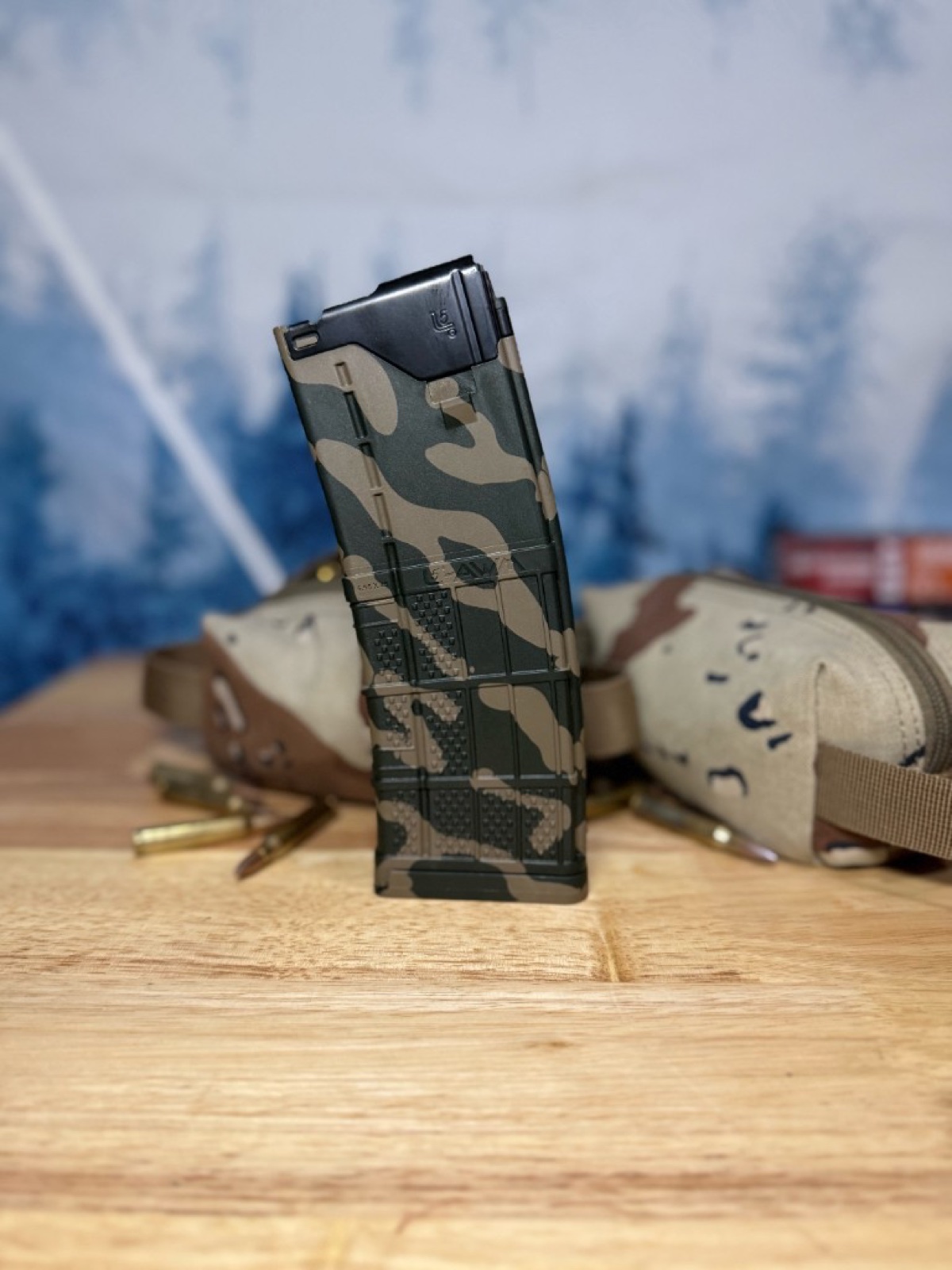 Example hand-dyed PMAG — Two-Tone Stripe, 1 color + base, Black on FDE